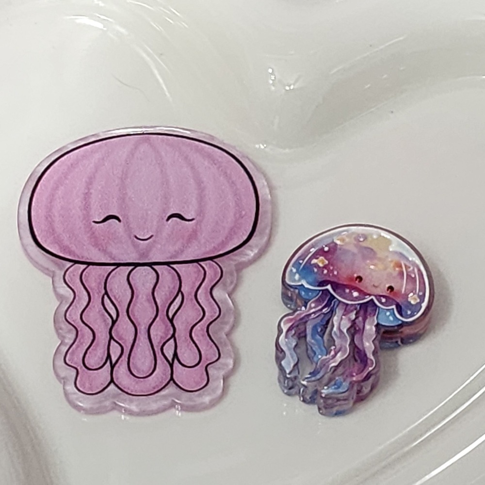 Jellyfish Flatback Focal Bead Beaded Pen Beach Acrylic Badge Flats Planar Ocean